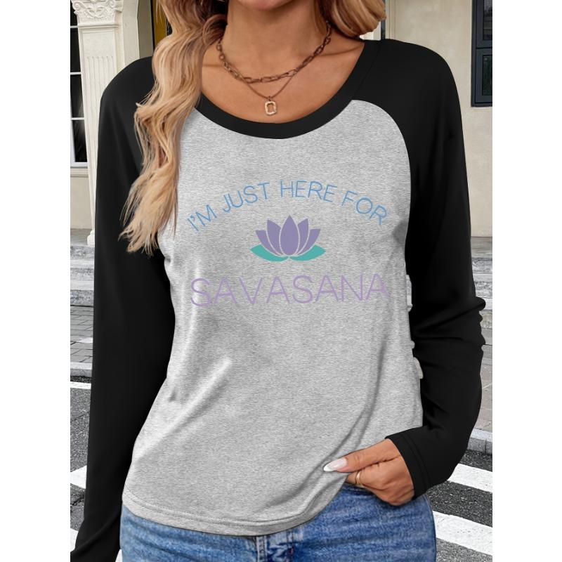 Graphic Printed Raglan Sleeve Women's Autumn and Winter Long Sleeve T-Shirt