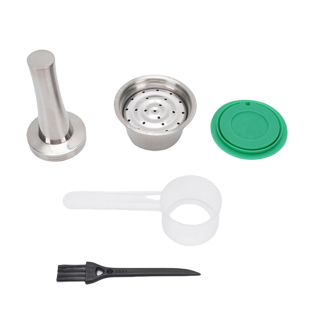 Coffee Capsule Reusable Stainless Steel Coffee Pod with Coffee Tamper Spoon Brush Coffee Machine Supplies