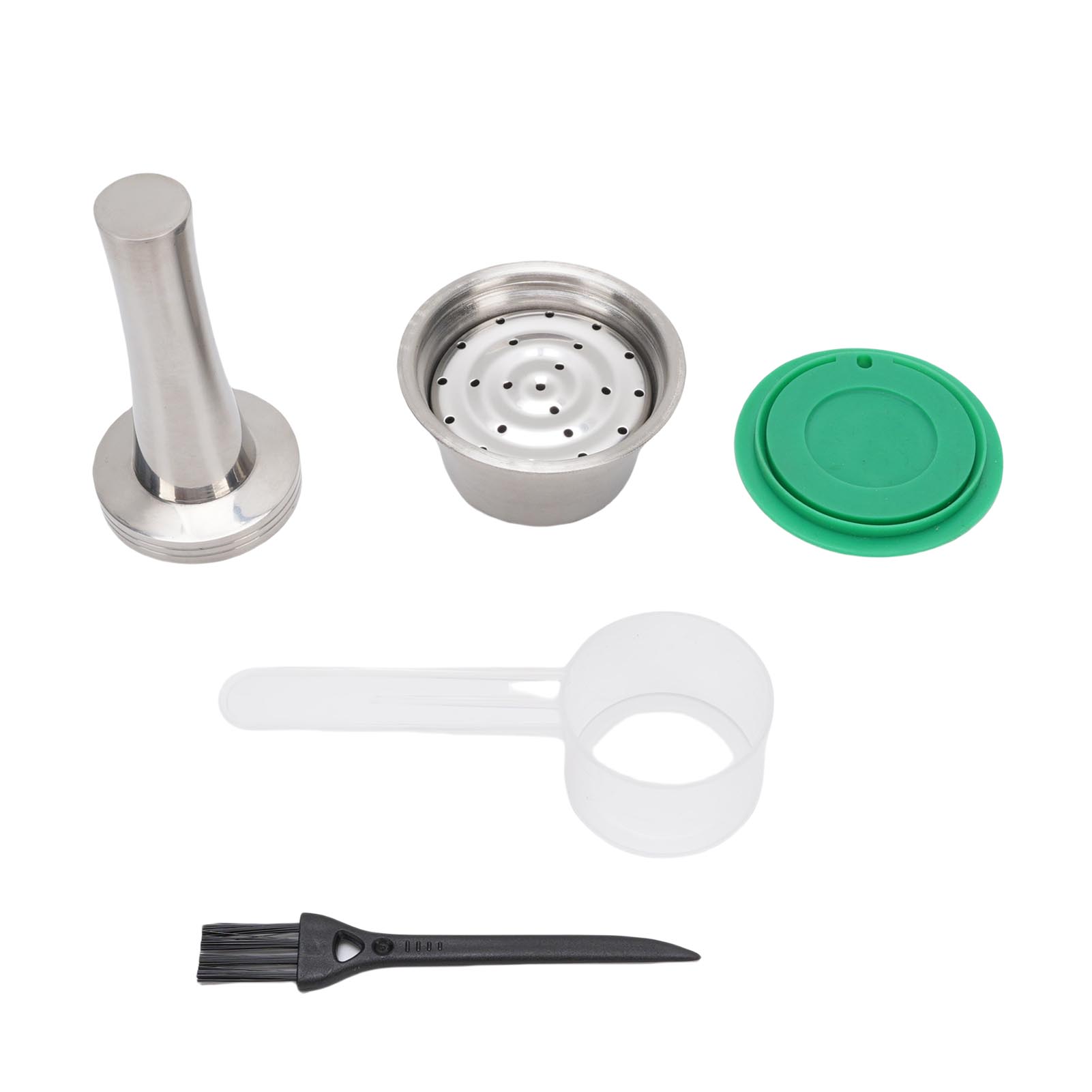 

Coffee Capsule Reusable Stainless Steel Coffee Pod with Coffee Tamper Spoon Brush Coffee Machine Supplies