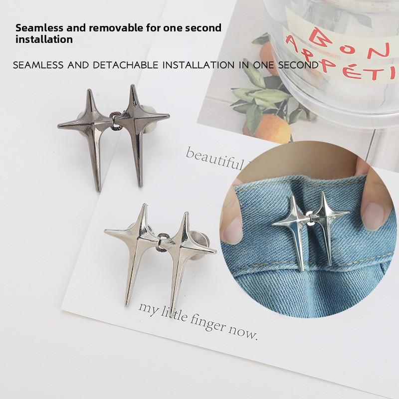 1 Pair Cross Star Waist Buckle Buckle Detachable No Nail No Stitch Waist Button Waist Circumference Change Waist Artifact