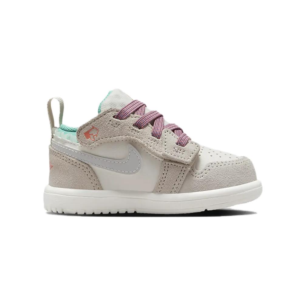 New Jordan Air Jordan 1 Anti-Slip Wear-Resistant Low-Top Toddler Shoes White Gray Infant And Toddler FQ8092-100