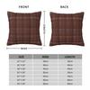 Orange Brown Plaid Square Pillowcase Polyester Linen Velvet Pattern Zip Decorative Pillow Case Car Cushion Case 18"