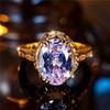 Luxury Male Female White Zircon Stone Ring Trendy Yellow Gold Color Engagement Cute Bride Wedding Jewelry Gift For Women Men