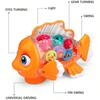 Transparent Gear Electric Goldfish Toddler Toy With Music And Lights. Hit And Go Technology.Perfect For Baby Tummy Time,Educational STEM Equipment Toy