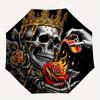 1pc Golden Crowned Skull with Roses Automatic Opening and Closing Umbrella - Small Umbrella Suitable for Various Occasions W049