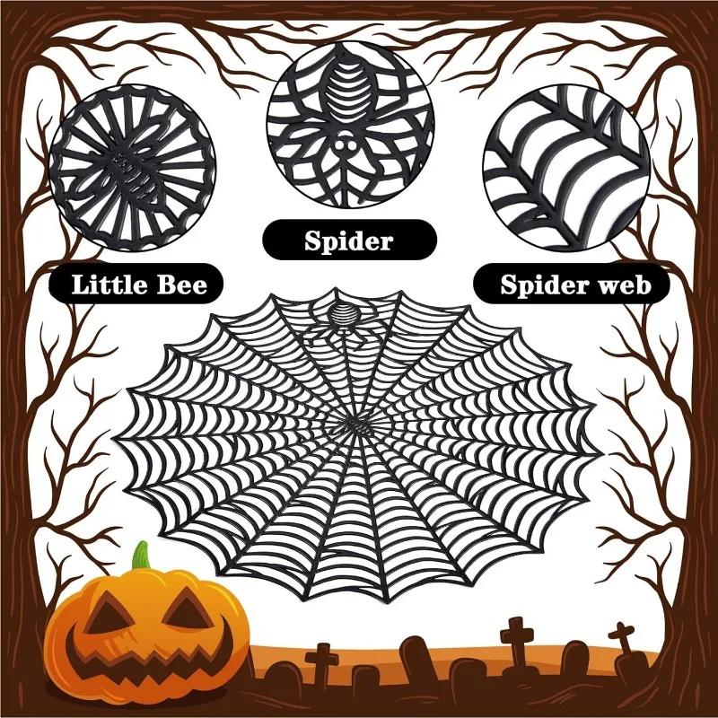 Halloween Spider Web Placemats Heat Insulation Table Mats Hollow Out Spiderweb Coasters Placemat Dining Table Party Decoration