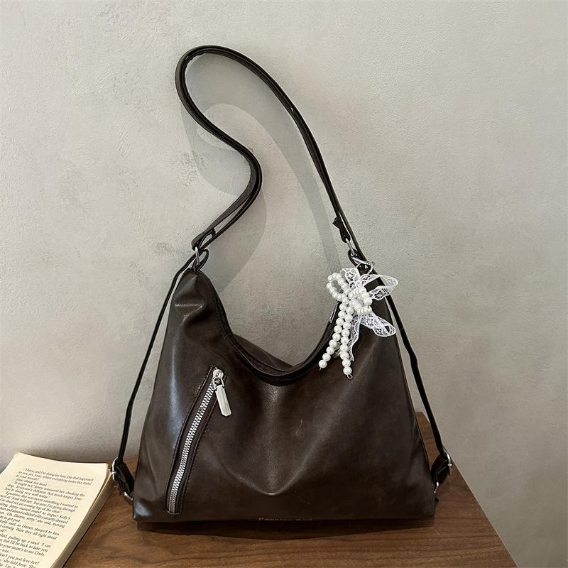 

Spacious Tote Bag for Women, Chic Minimalist Single Shoulder Handbag, Versatile Casual Work Commuter Purse KTB темно-коричневого кольору
