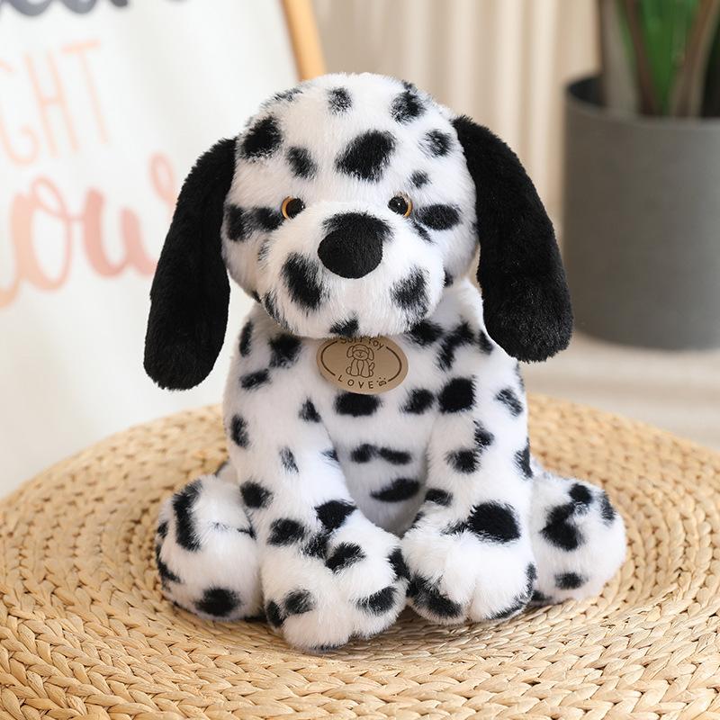 Cute Sitting Spotted Dog Doll Plush Toy Puppy Dog Teddy Dog Doll Children Soothing Rag Doll