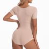 Damen Kurzarm Body Shapewear zur Bauchkontrolle Nahtlose T-Shirts Taillentrainer Schlankmachender Body Shaper Tanktops