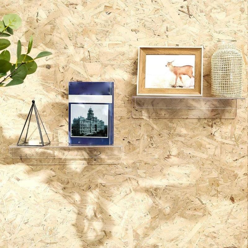 2pcs Acrylic Shelf Wall Shelves No Punching Toilet Kitchen Storage Rack Transparent Floating Shelves Display Rack Holder