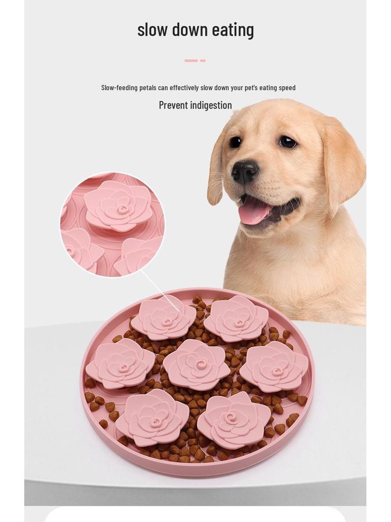 Pet Flower Slow Feeder Silicone Lick Pad - Safe, Soft, Non-slip Placemat for Pets