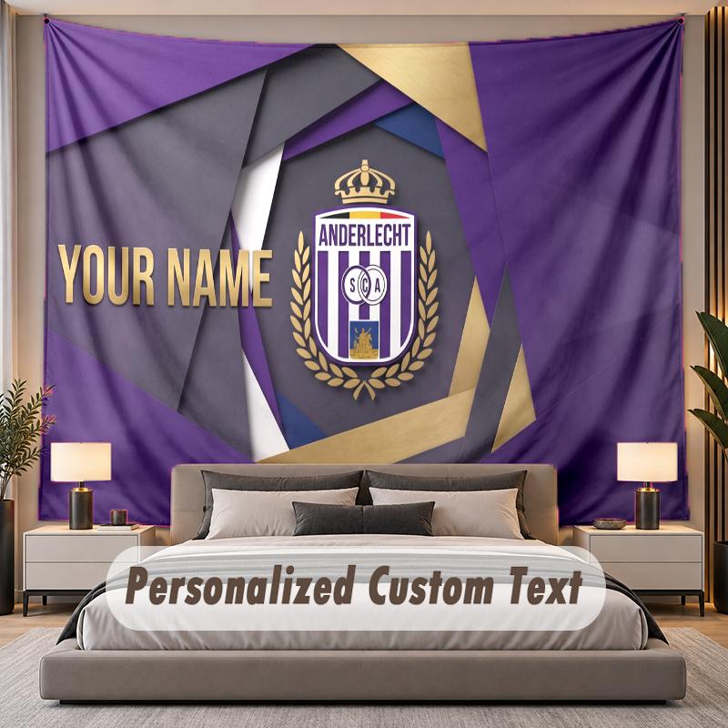 Custom Name Text Tapestry Anderlecht FC logo Personalized Polyester Wall Tapestry For Bedroom And Room