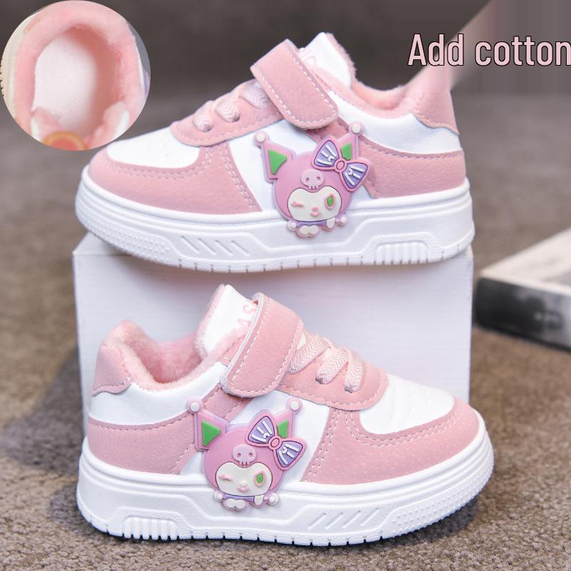 Pantofi de skate joasă cu desene animate pentru copii: Pantofi Casual de Mers Căptușiți cu Fleece, Umpluți cu Bumbac, pentru Copii Mici și Copii Mici