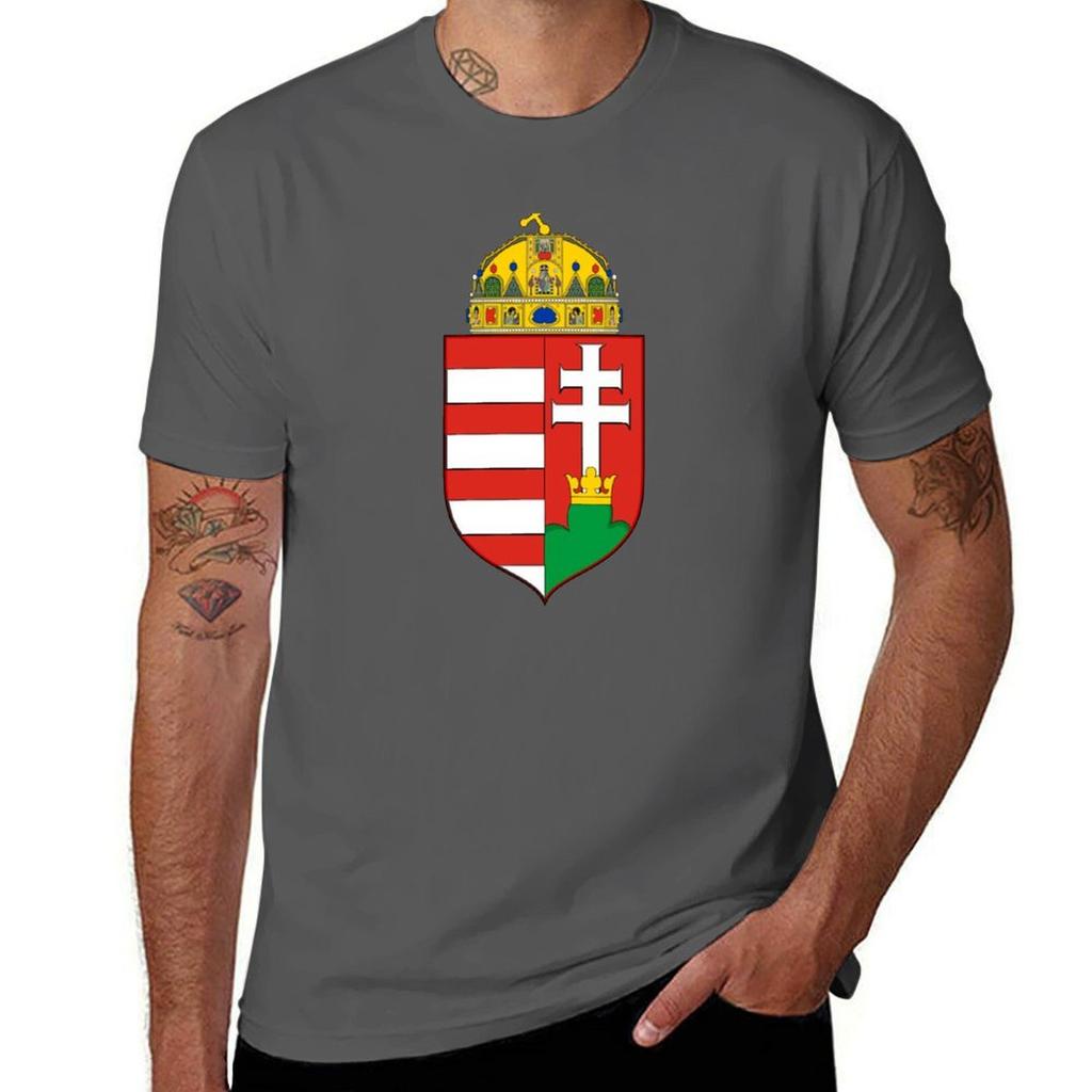 Medieval Coat Of Arms Of Hungary Tshirt Basic Simple Casual Short Sleeve Tee
