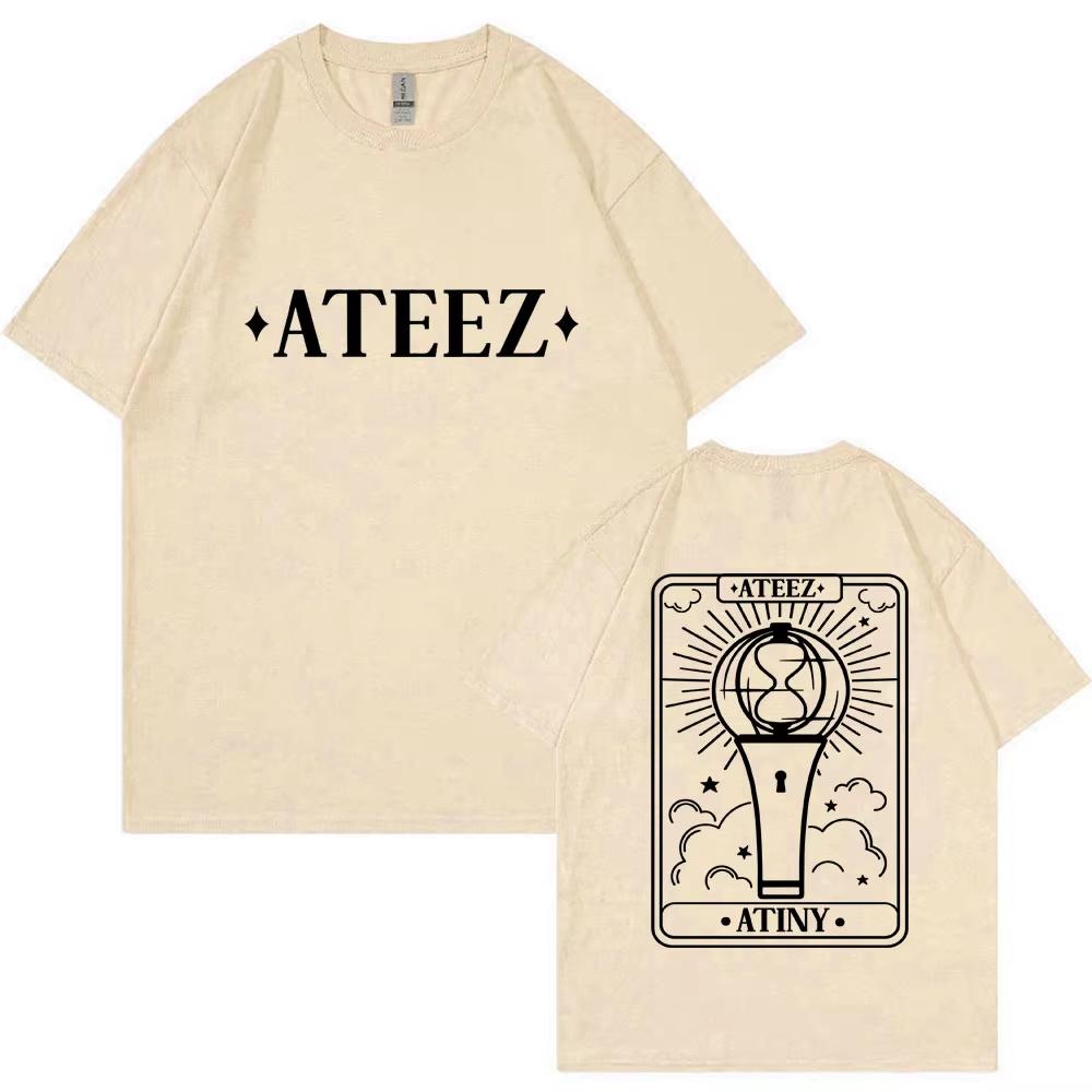 Korean ATEEZ The World Ep Fin Will Tour T Shirts Fashion Harajuku T Shirt Men Women Hip Hop Loose Cotton T-shirt Kpop Streetwear