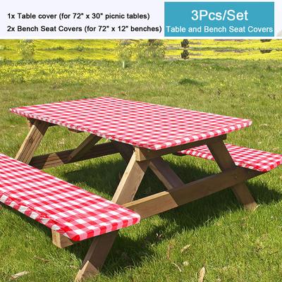 3Pcs/Set Waterproof Picnic Table and Bench Seat Covers with Elastic Edges for Outdoor Patio Park