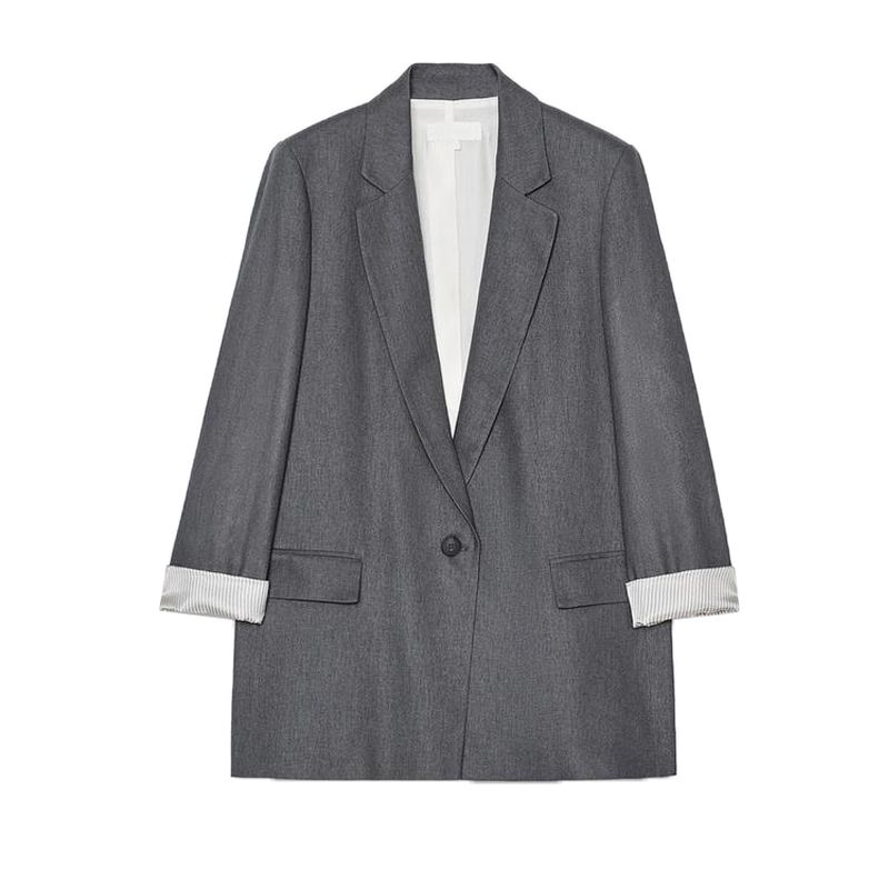 Spring New Women's Clothing Print Cuff Linen Blended Casual Suit Jacket 2753630 2686709