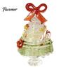 Handmade Colored Glass Decor Glazed Christmas Tree Figurine, Colorful Miniature Xmas Decor, Handcrafted Seasonal Home Festive Ornament Table