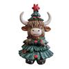 Highland Cow Resin Figurine Halloween Christmas Highland Cattle Cat Statue Animal Sculpture Holiday Party Decoration Ornament