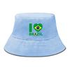 Cappello a Secchiello con Stampa Bandiera del Brasile, Cappello da Pescatore Patriottico Tinta Unita Unisex Colore Caramella Cappello da Spiaggia