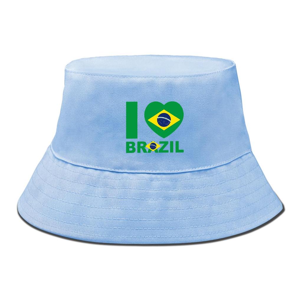 Cappello a Secchiello con Stampa Bandiera del Brasile, Cappello da Pescatore Patriottico Tinta Unita Unisex Colore Caramella Cappello da Spiaggia