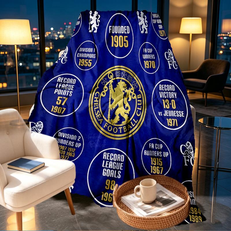 Chelsea F.C Print Blanket - Soft & Comfortable, for Bedroom, Travel, Sofa, Home Decoration - Birthday Christmas Gift for Friend
