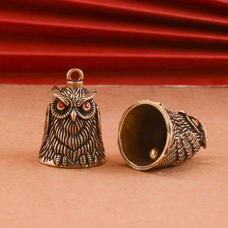 Artistic Owl Shape Metal Windchimes Bells Antique Keychain Pendant Elegant Bag Good Luck Ornament Craft Decors Gift