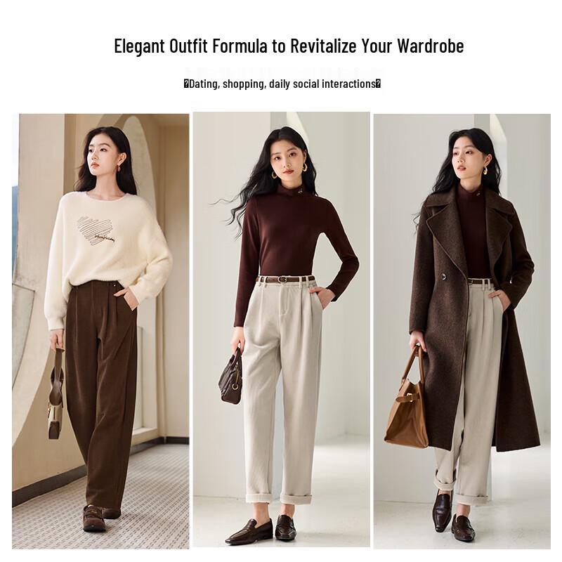 Xiangying Women's 2025 Winter Straight Wide-Leg Casual Pants