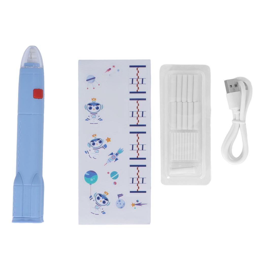 Electric Eraser Low Noise Rechargeable 2 Replaceable Refills 2.7x16cm ABS TPR Electric Pencil
