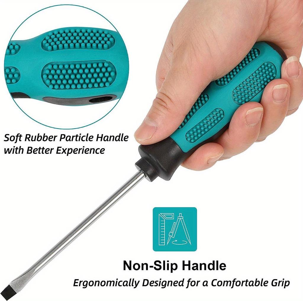Magnetic Screwdriver Set Professional Cushion Grip 4 Flat Head and 3 Phillips Tips Screwdriver Non-Slip for Repair Improvement Craft