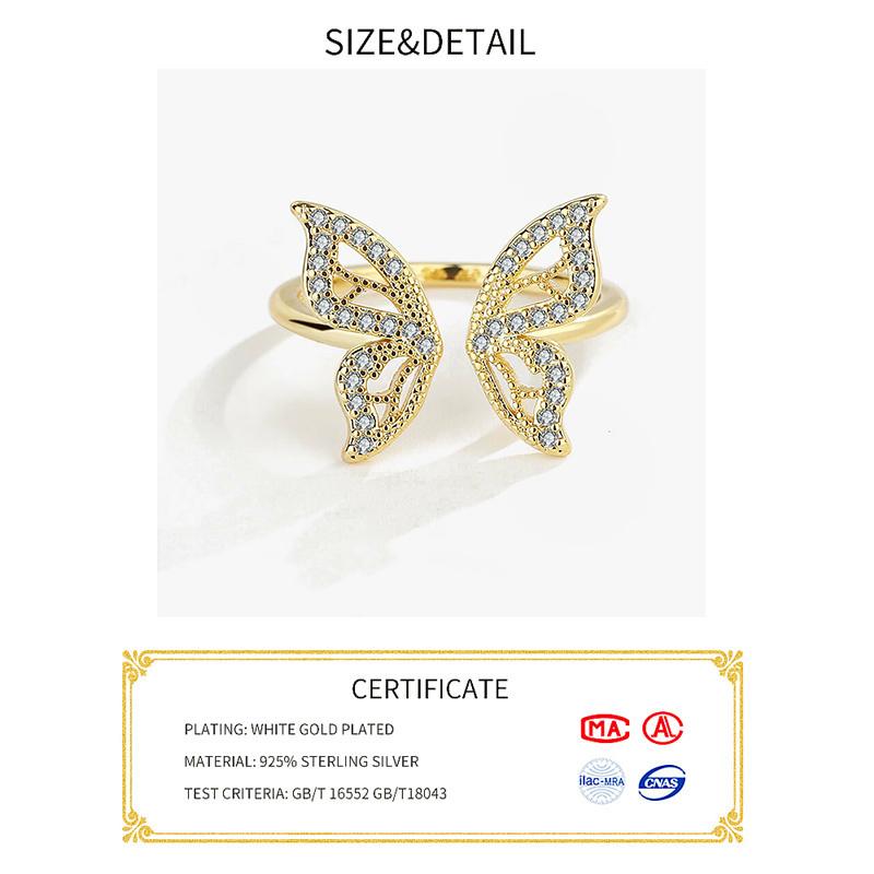 Silver Color Rings For Women Butterfly Gold Plated Opening Handmade Anillos Trendy Trendy Fashion Fine Jewelry
