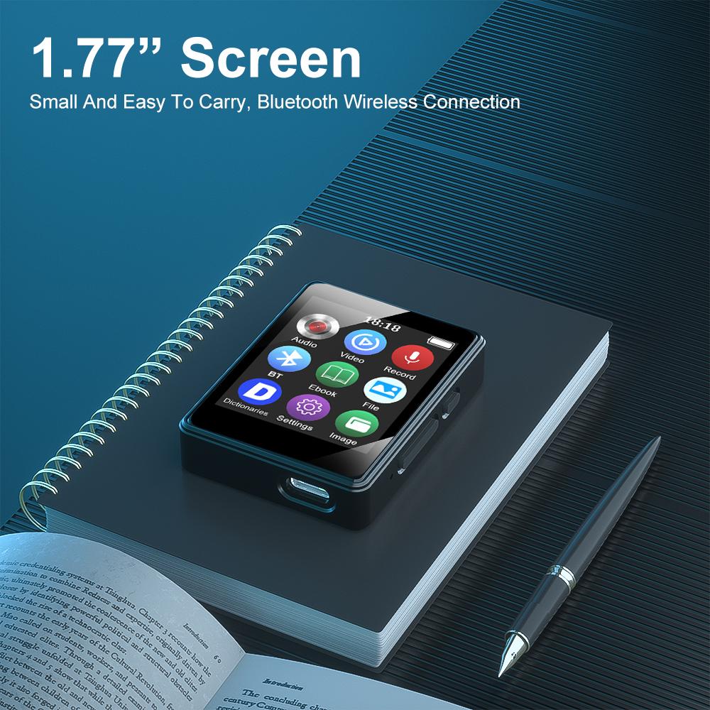 Bluetooth 5.0 Mini MP3 Player 1.77 Inch Student Sports Walkman Support Recording Alarm Clock Time Display Etc.
