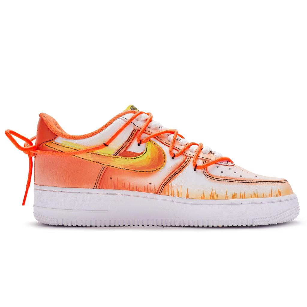 Nike Air Force 1 Low Top Skateboard Shoes Men's White Orange Yellow CW2288-111(Team80-)