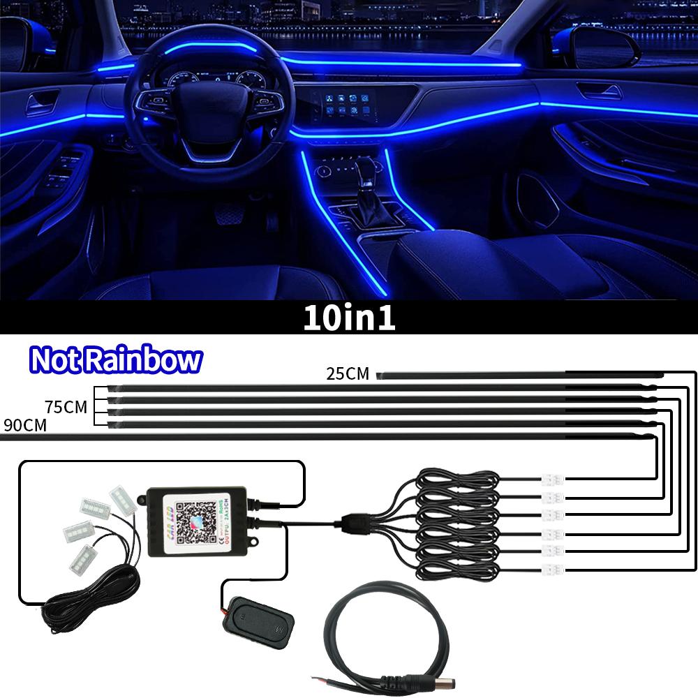 Universal Symphony Car Interior Ambient Lights Music APP Control Auto RGB Streamer Atmosphere Lamp Kit Hidden Acrylic Strip