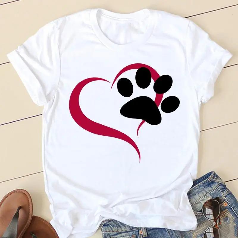 Sweet Love Pug Streetwear White Fashion Women T-Shirts Harajuku Kawaii Clothes Short Sleeve Summer Tee Casual Female Tops O-Neck