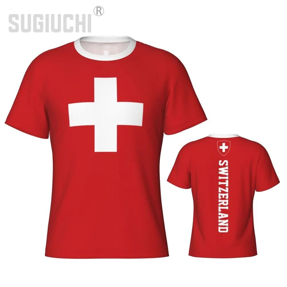 Swiss Switzerland MMA Boxing Muay Thai T-shirt National Flag Print 3D Training Unisex Men Women Quick Dry Fitness Gym Sport Workout Casual Streetwear