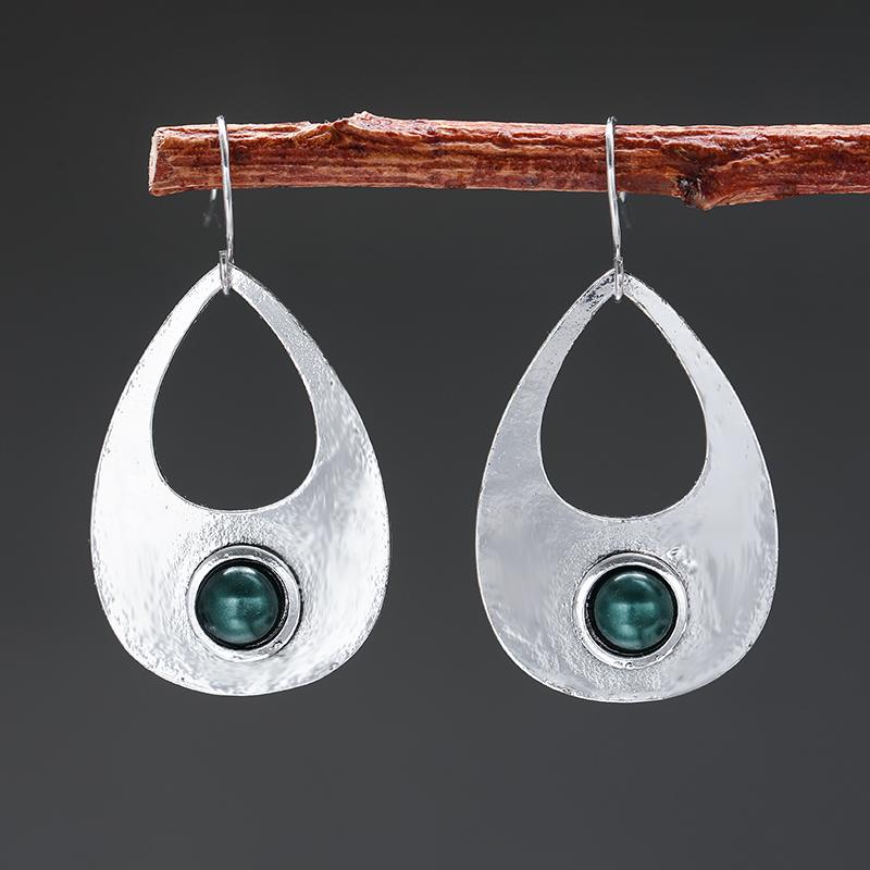 2022 New Simple Geometric Long Hook Earrings Ladies Ethnic Personality Antique Triangle Metal Spiral Earrings Jewelry