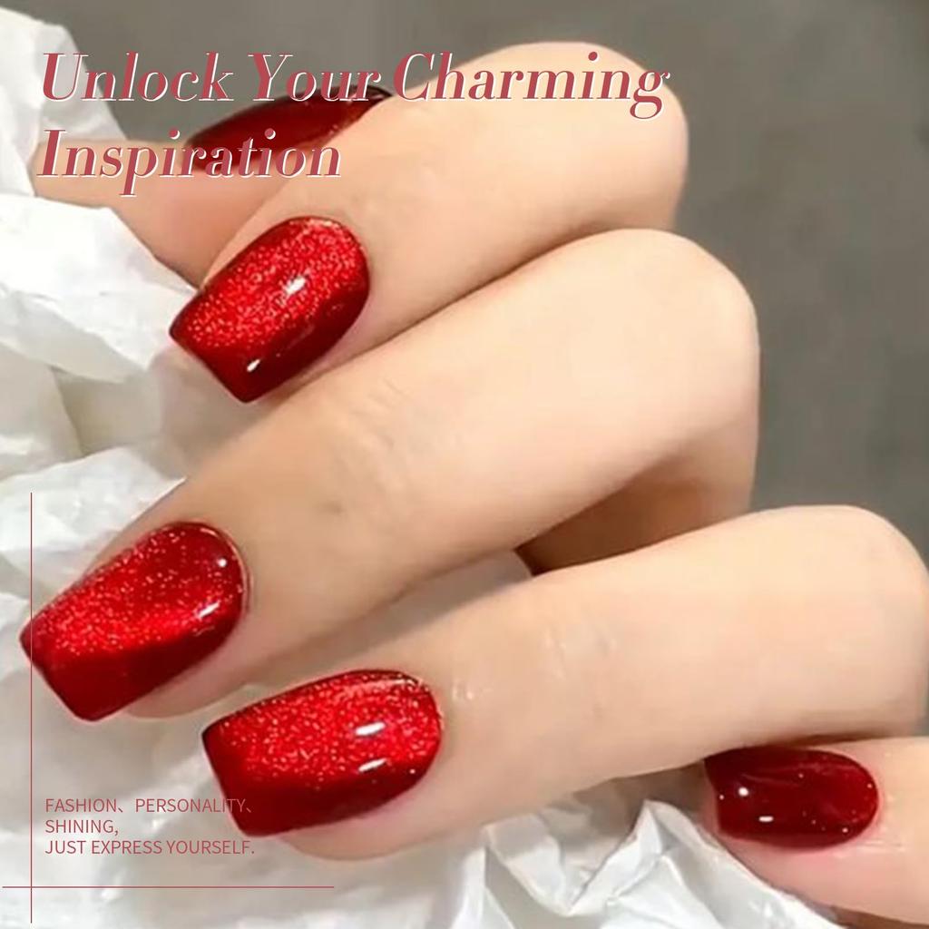 BORN PRETTY Żel Magnetyczny Cat Eye Cat Eye Drobny Diament Magnes Oślepiający Blask Paznokcie, Paznokcie, Czerwony, 15ml, Efekt, Żel, Brokat, Żel, W zestawie,