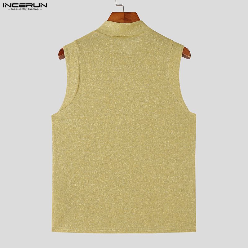 INCERUN Canottiere Estive da Uomo Senza Maniche Glitter Casual Vestibilità Aderente