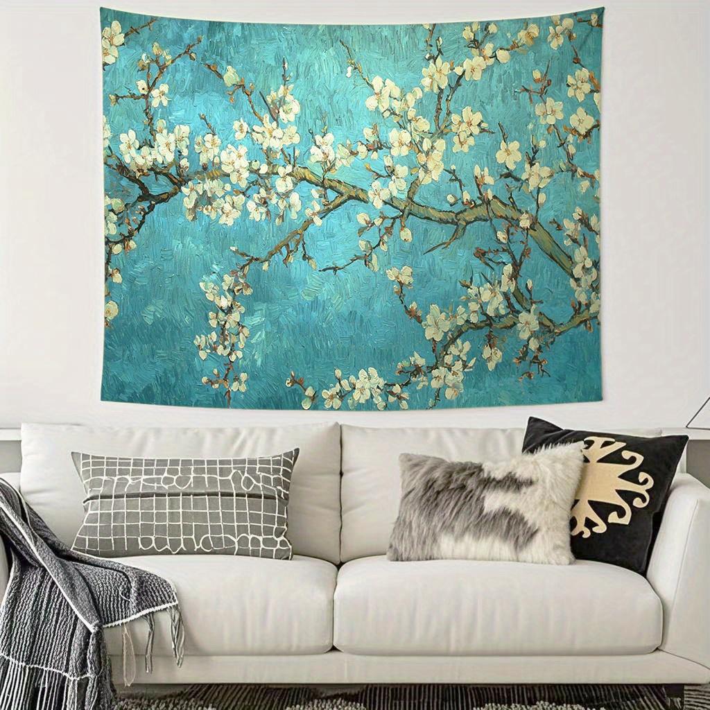 1 Stück Van Gogh Mandelblüten Wandteppich, aus Polyester, maschinenwaschbar, geeignet für Schlafzimmer- und Wohnzimmerdekoration.