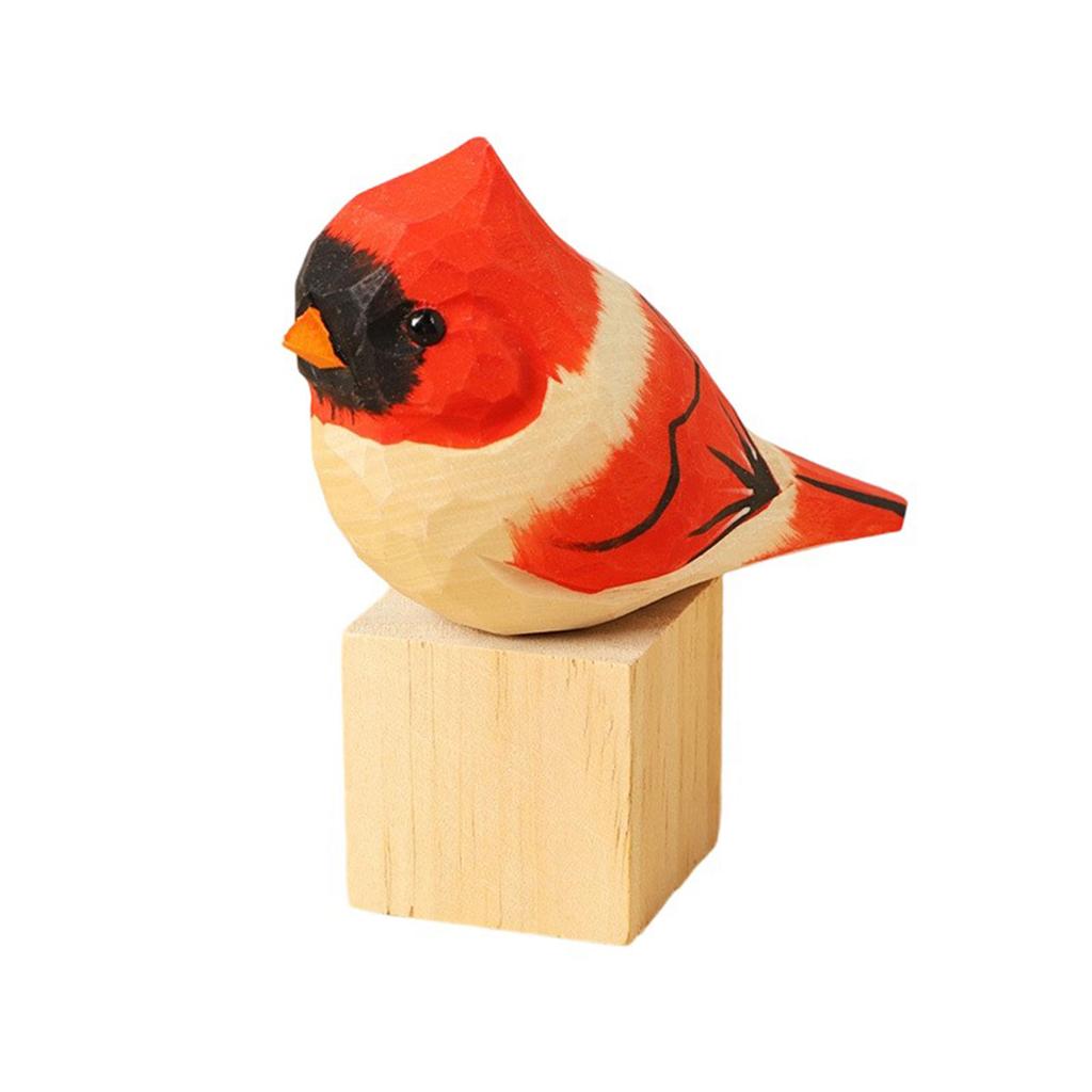 Miniature Basswood Carving Bird Decoration Sculpture Realistic Design with Wood Block Home Accent Thoughtfuls Gift