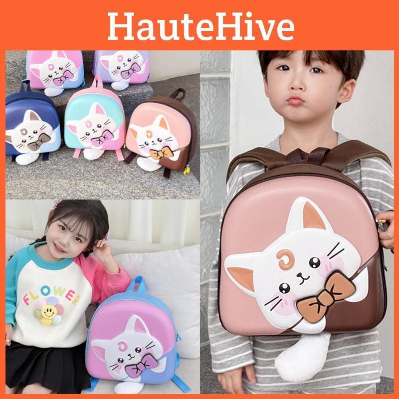 Big Tailed Cat Childrens Backpack Oxford Cloth Eggshell Bag Kindergarten For