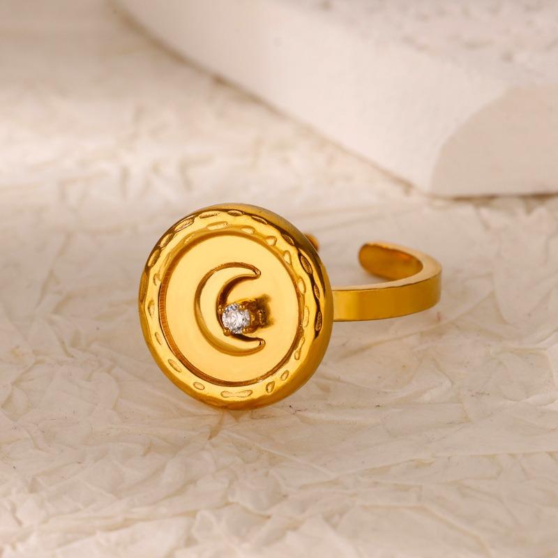 K Gold Plated Stainless Steel Pearl Ring Shell Ring Gold Plated Head Jewelry Open Ring