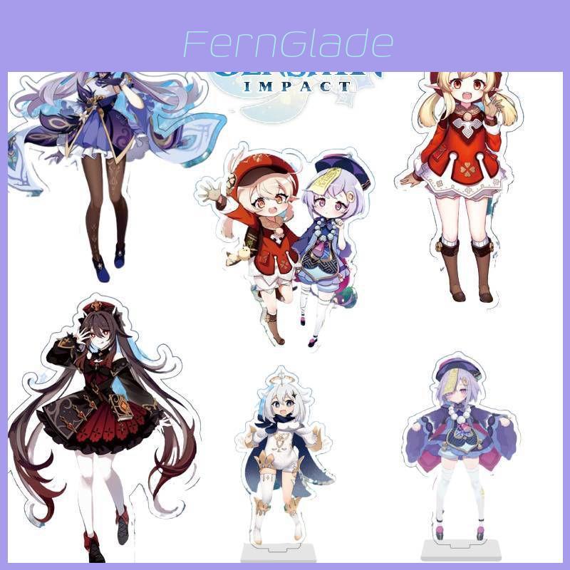 Genshin Impact Acrylic Stand Anime Characters Hutao Klee Keqing Desktop Decor