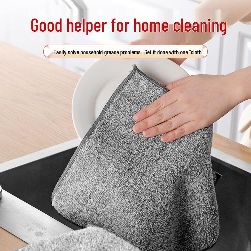 Thick Bamboo Charcoal Gray Dishcloth: Non-Shedding, Highly Absorbent Kitchen Cleaning Cloth