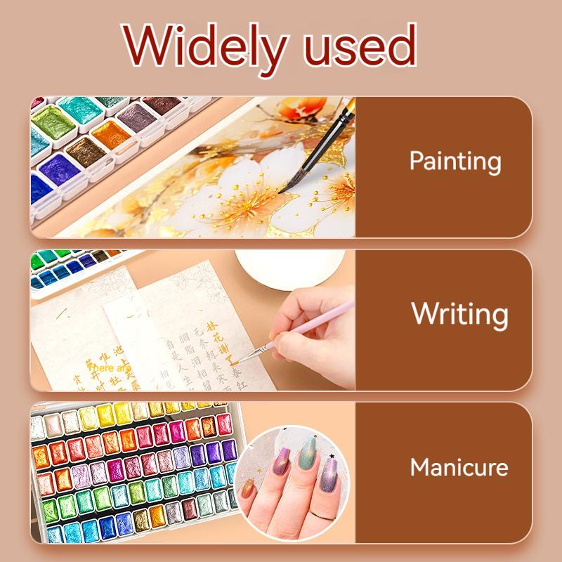 12/20/24/60 Portable Gouache For Children Color Set Paint Solid Watercolor Pigment Gold Glitter Nail Painting Art Supplies