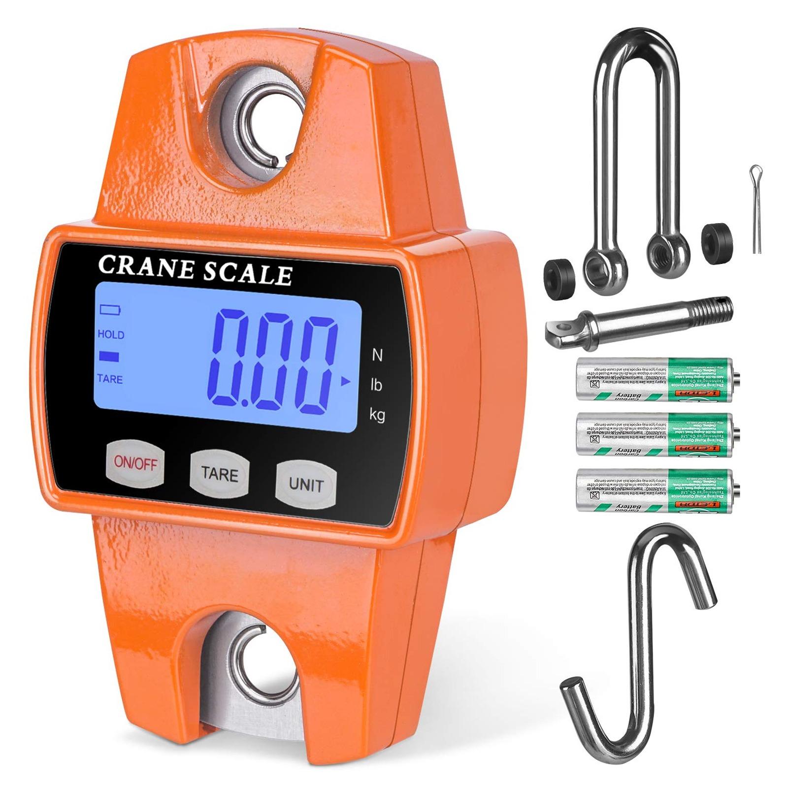 

Цифровые подвесные весы 660 фунтов с корпусом из литого алюминия Ручные 300 кг Мини-крановые весы с крюками для фермы Охоты Рыбалки На открытом воздухе оранжевый