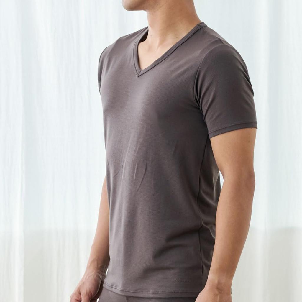 VENEX Recovery Short Sleeve Size L Men's Wear, V-Neck Underwear, Mocha,