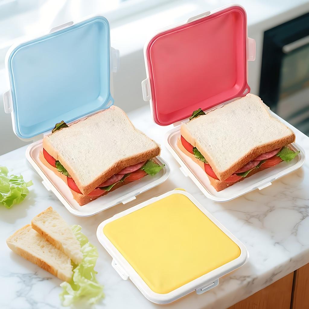 Contenitori per Sandwich Scatola in Silicone per Conservare Sandwich per Pranzo, Viaggio - A Scatto per Frutta, Insalata, Snack e Conservazione Alimentare