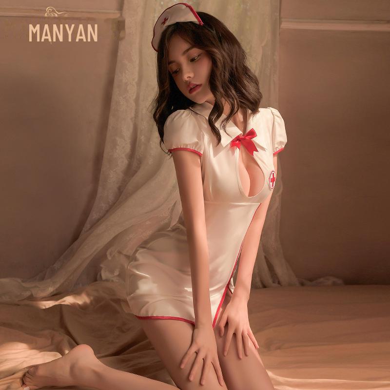 Manyan Sexy Lingerie: Hollow Chest Slit Nurse Uniform Dress (1937)